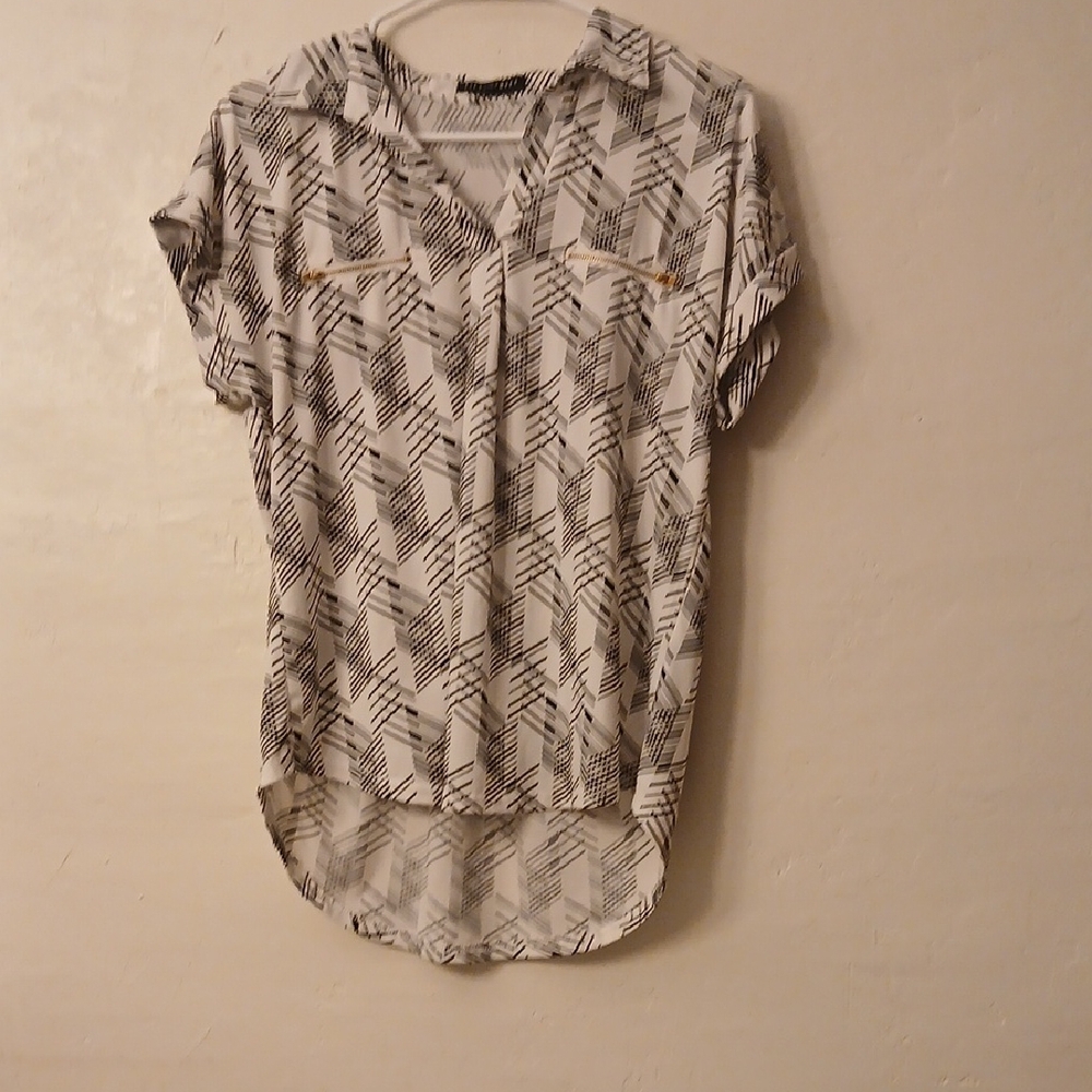 Geometric Black and White Button Down Shirt